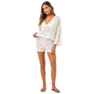 L Space White Diamond Eyes Cotton Hooded Sweater Womens XL